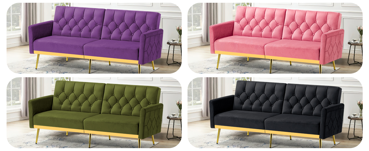 BLUE VELVET SOFA BED
