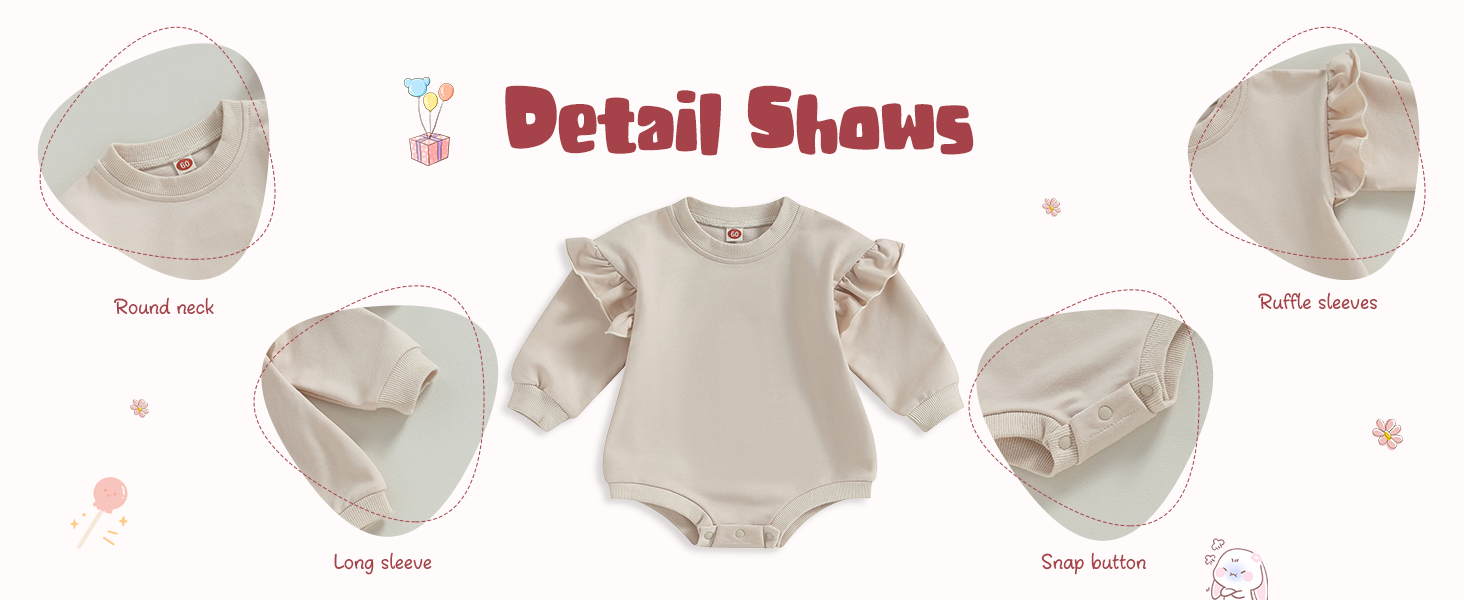 baby girl fall clothes ruffle sleeve sweatshirt romper