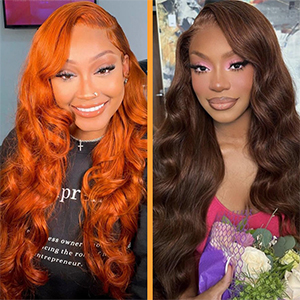 Ginger Brown Ombre Lace Front Wig Human Hair for Women