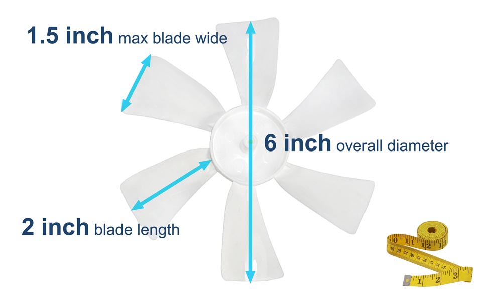 HQRP 6" Fan Blade CCW 3/32" Round Bore Replacement for 12V