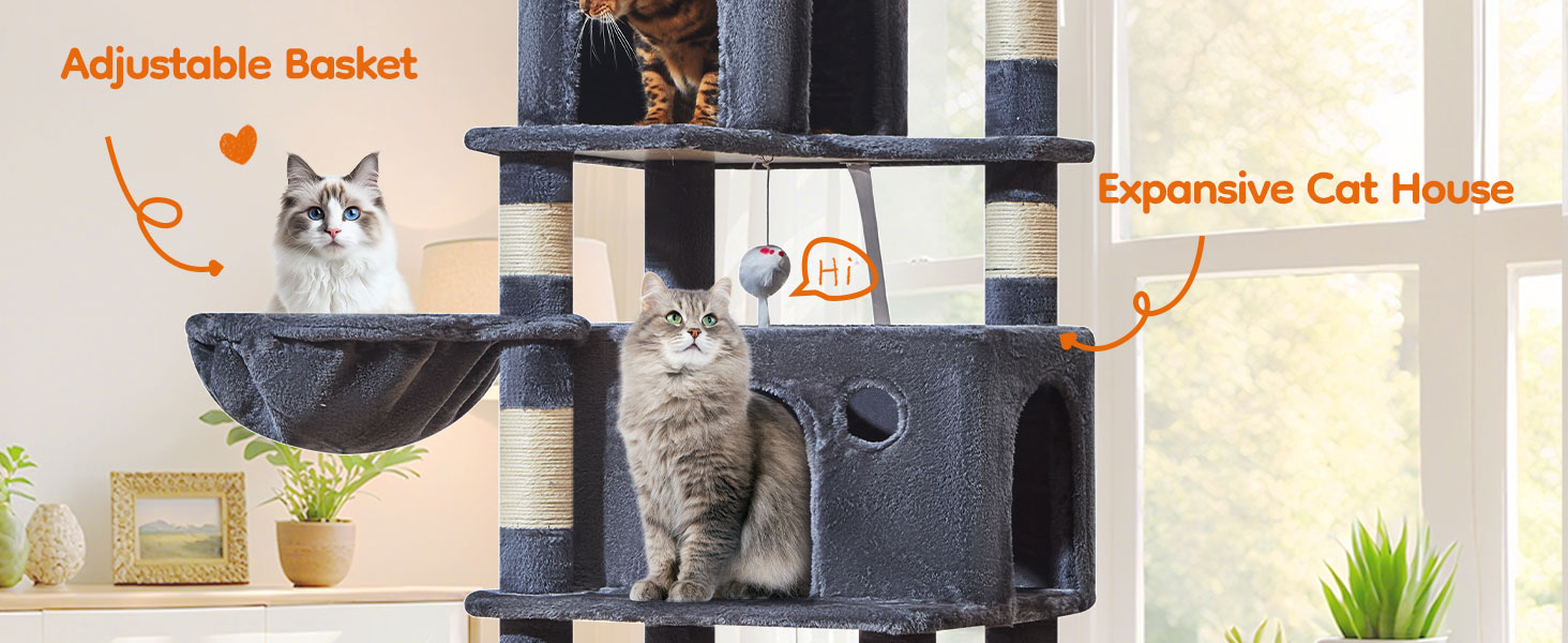 Taoqimiao Large Cat Tree,73-Inch Cat Tree Tower