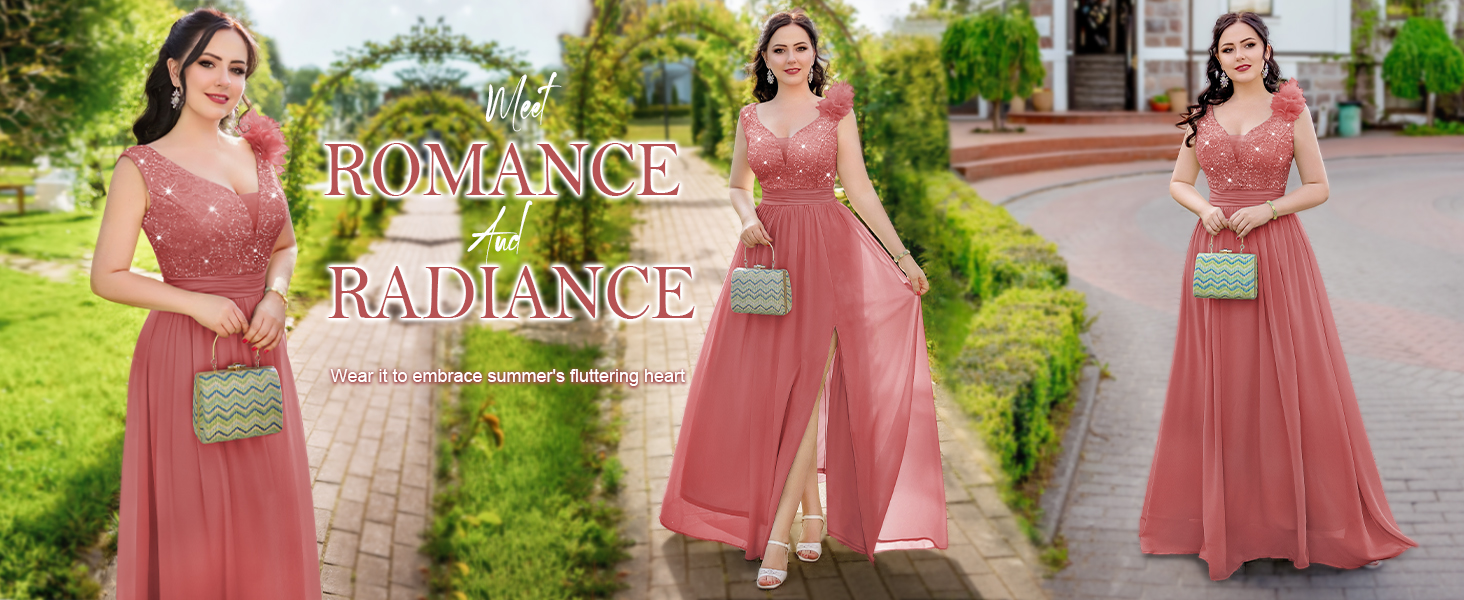 Sequined Split Formal Evening Maxi Dress