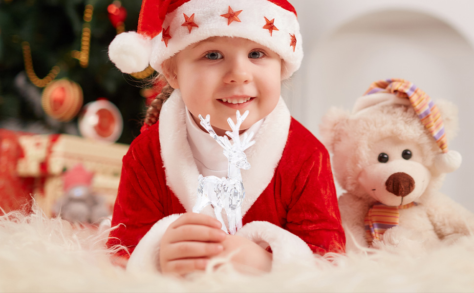 Healifty 2pcs Acrylic Deer Figurines Christmas Elk Clear Desktop Reindeer Ornaments