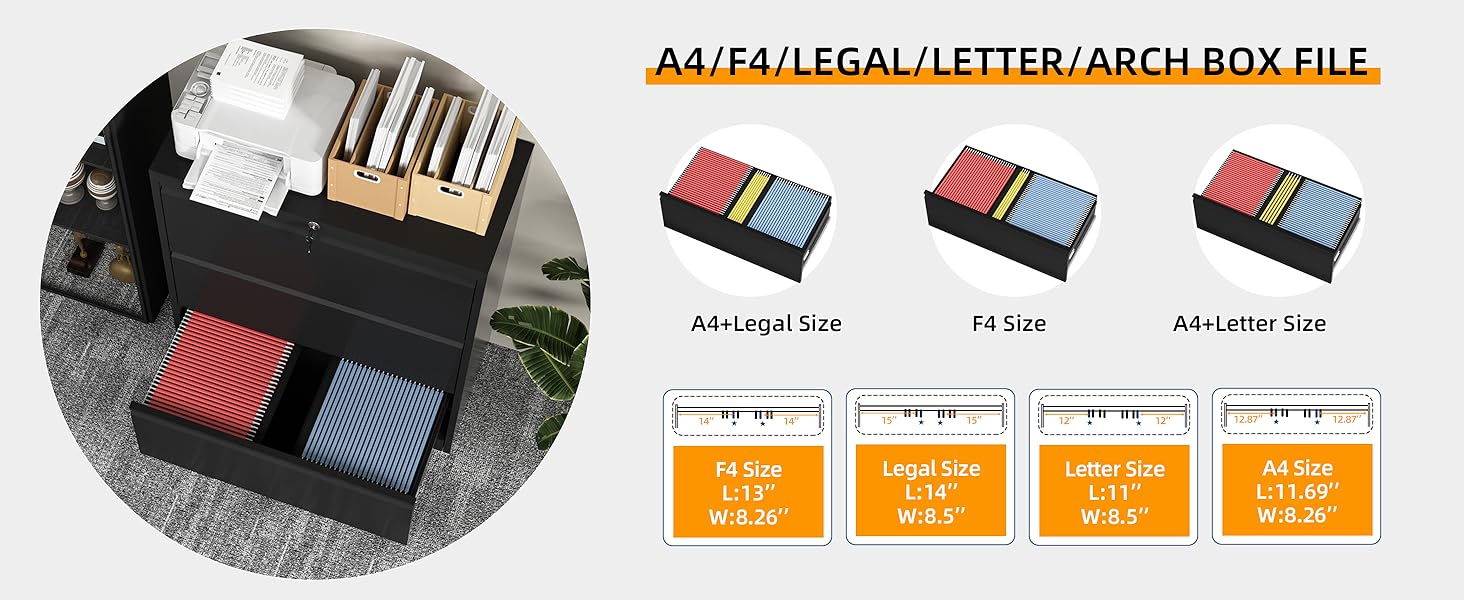 INTERGREAT Black Lateral File 3 Drawer Lateral