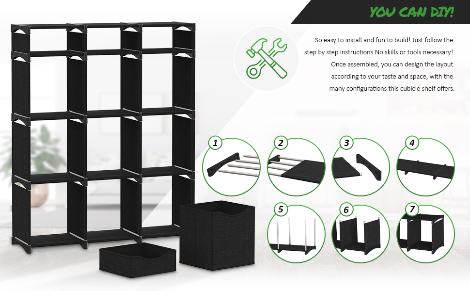 12 Cube Organizer Set of Storage Cubes Included DIY Cubby Organizer Bins Cube