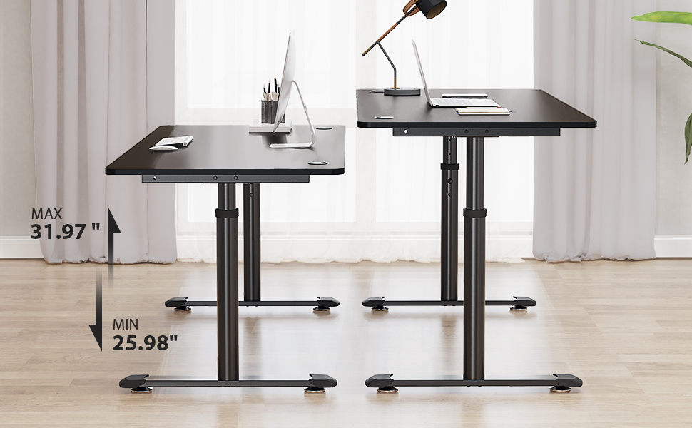 DESIGNA 60 Inch Height Adjustable Computer Gaming Desk