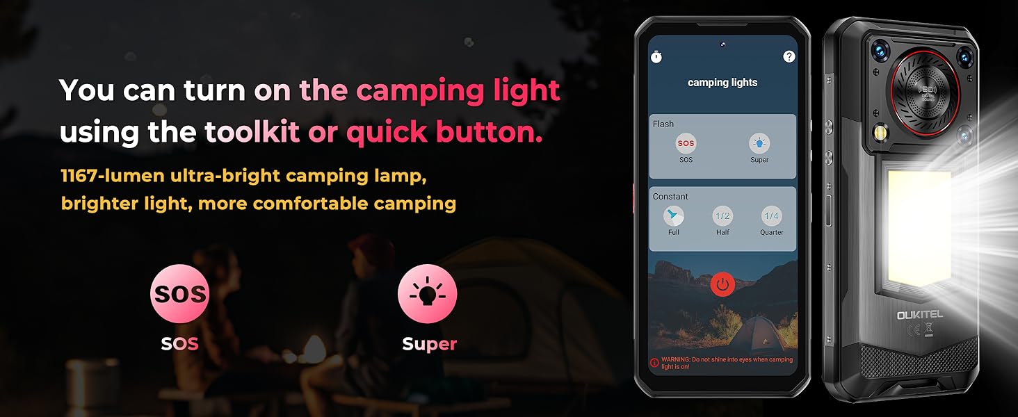 OUKITEL WP56 5G rugged smartphone unlocked Android 15 with camping light