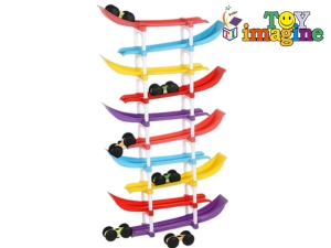 Colorful 10-level ramp with 6 cars for toddlers aged 1–3