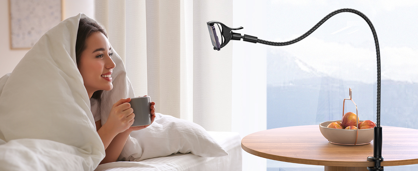 Lamicall Soporte para Celular Flexible Brazo - Nueva Versión Nylon Trenzado, Base para Celular