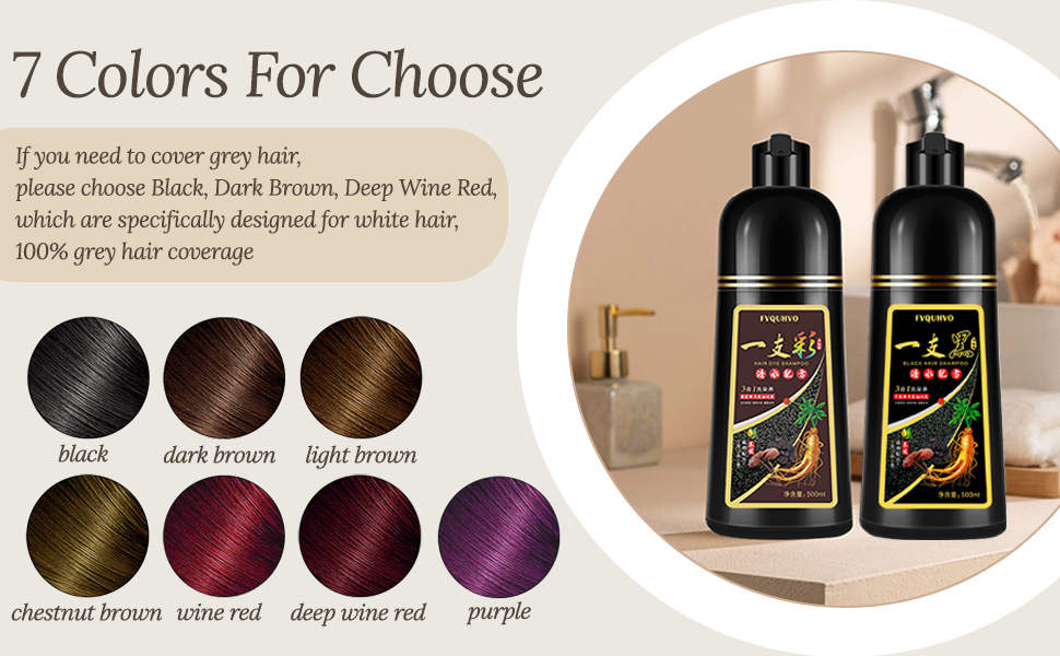 Hair Dye Shampoo 3 in 1, Hair Color Shampoo, Semi