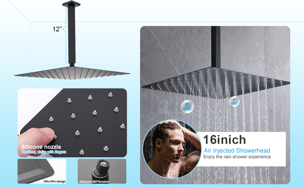 Enga Thermostatic Shower System with Body Spray Jets 16
