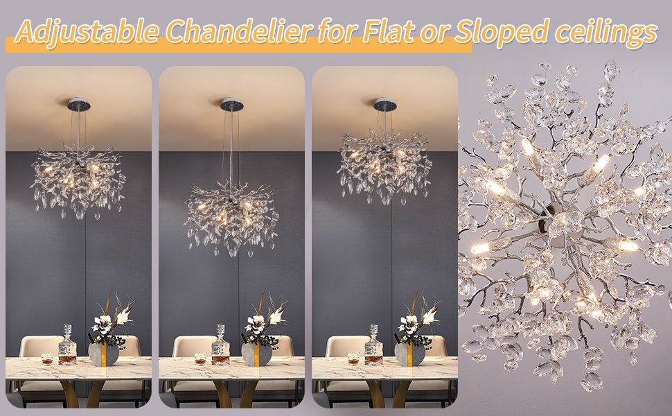 modern silver crystal tree branches chandeliers