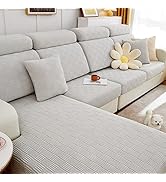 ele ELEOPTION Couch Cushion Covers Sectional Sofa L Shape Cover Elastic Chair Slipcover Furniture...