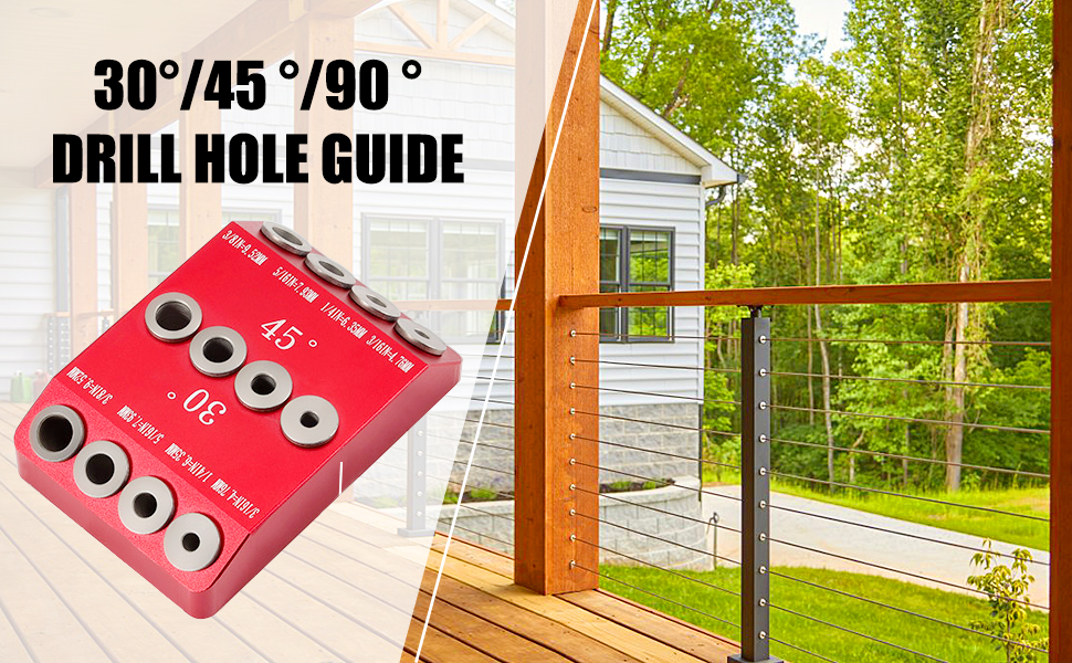 Drill Guide Jig 30 45 90 Degree Angle for Cable Railing, Decking