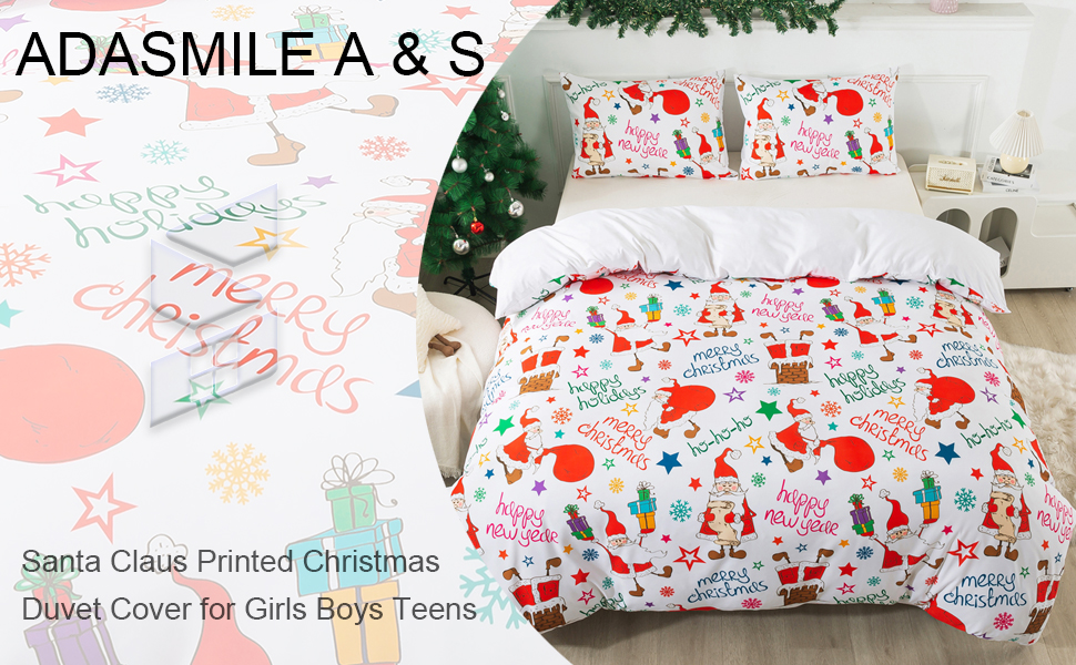 ADASMILE A & S Christmas Duvet Cover Queen Christmas