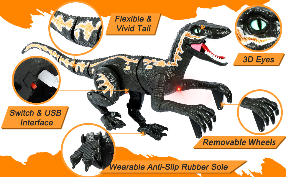 Remote Control Dinosaur Toy for Kids 57 Jurassic Velociraptor