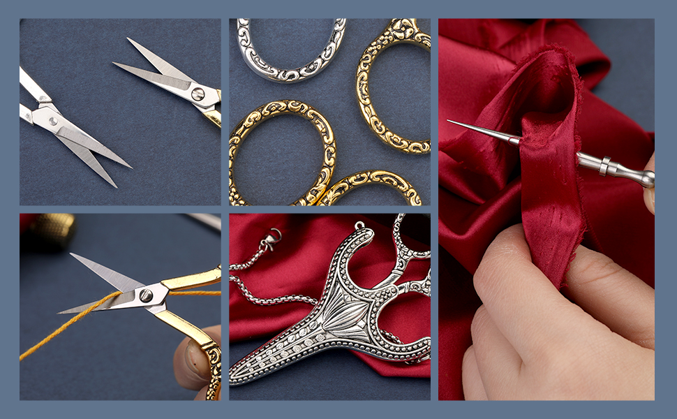 6 Pcs Embroidery Scissors Kit, Golden Exquisite Retro