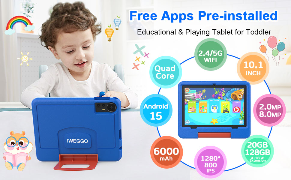 Amazon.com : Android 15 Kids Tablet with EVA Case, 10 inch