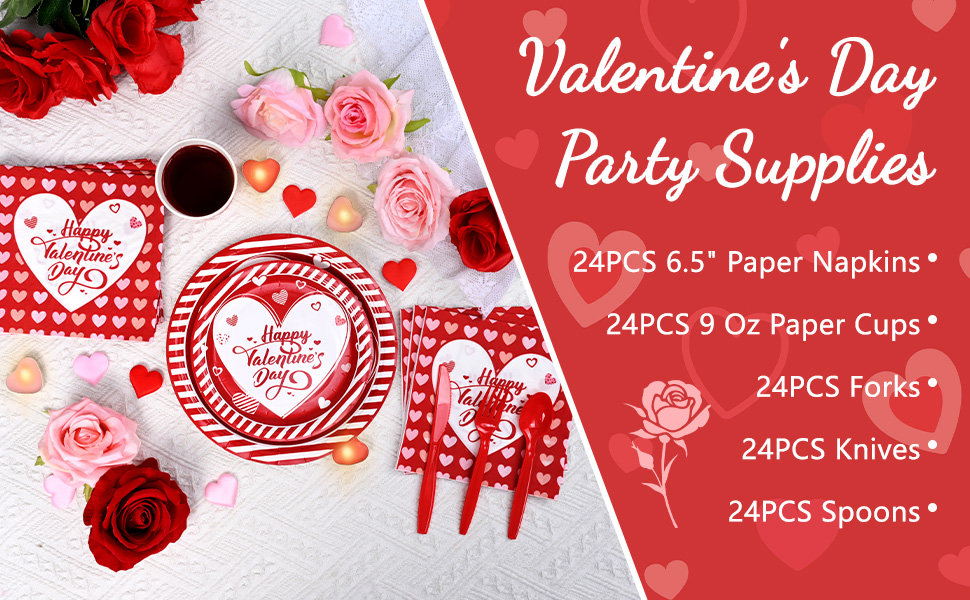 Homlouue 168PCS Valentines Plates and Napkins Party