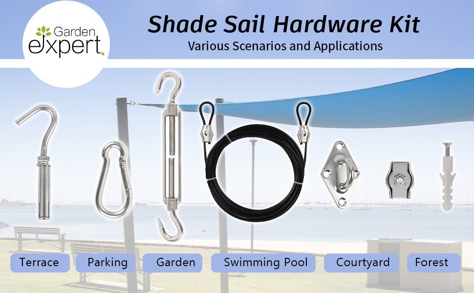 Garden expert Shade Sail Hardware Kit with Nylon Coated