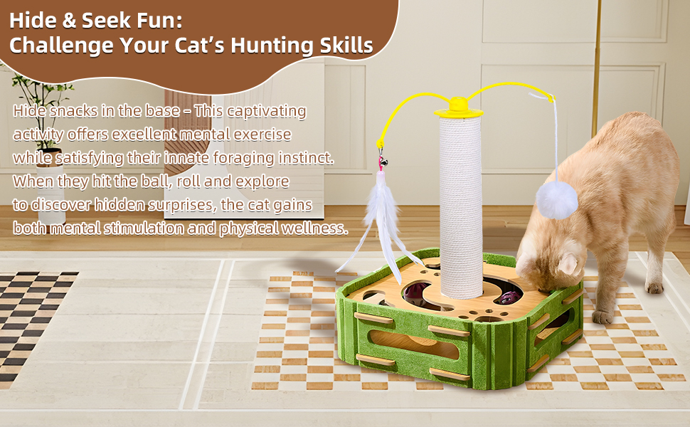 Cat Toy with Scratching Post & Feather Toys