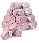 12 Pcs Flannel Throw Blanket Bulk 50 x 60 Inch with to Have to Hold Card Striped Ribbed Soft Thro...