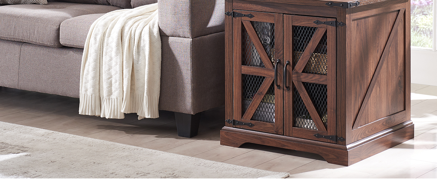 JXQTLINGMU Farmhouse End Table, 24" Large Sofa Side Table