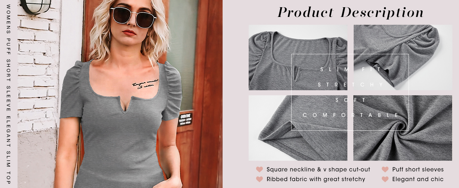 Womens ribbed short sleeve shirt cute tops