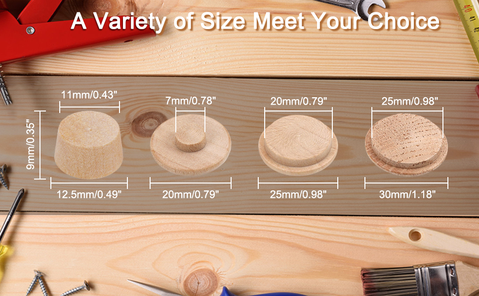 MroMax 25Pcs Round Wood Button Plugs 0.79" Dia Cherry