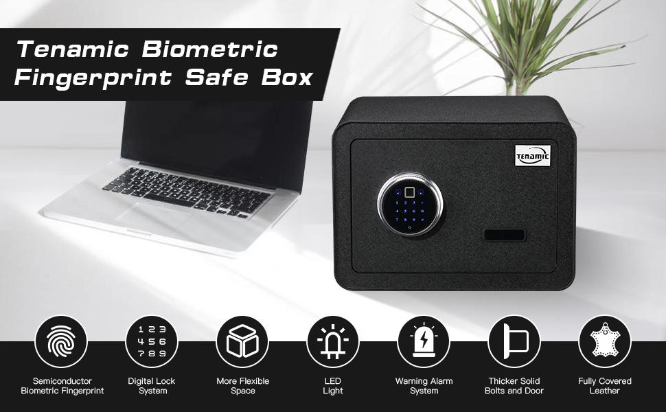 Tenamic Safe Box Luxury Biometric Fingerprint Safe 0.85 Cubic