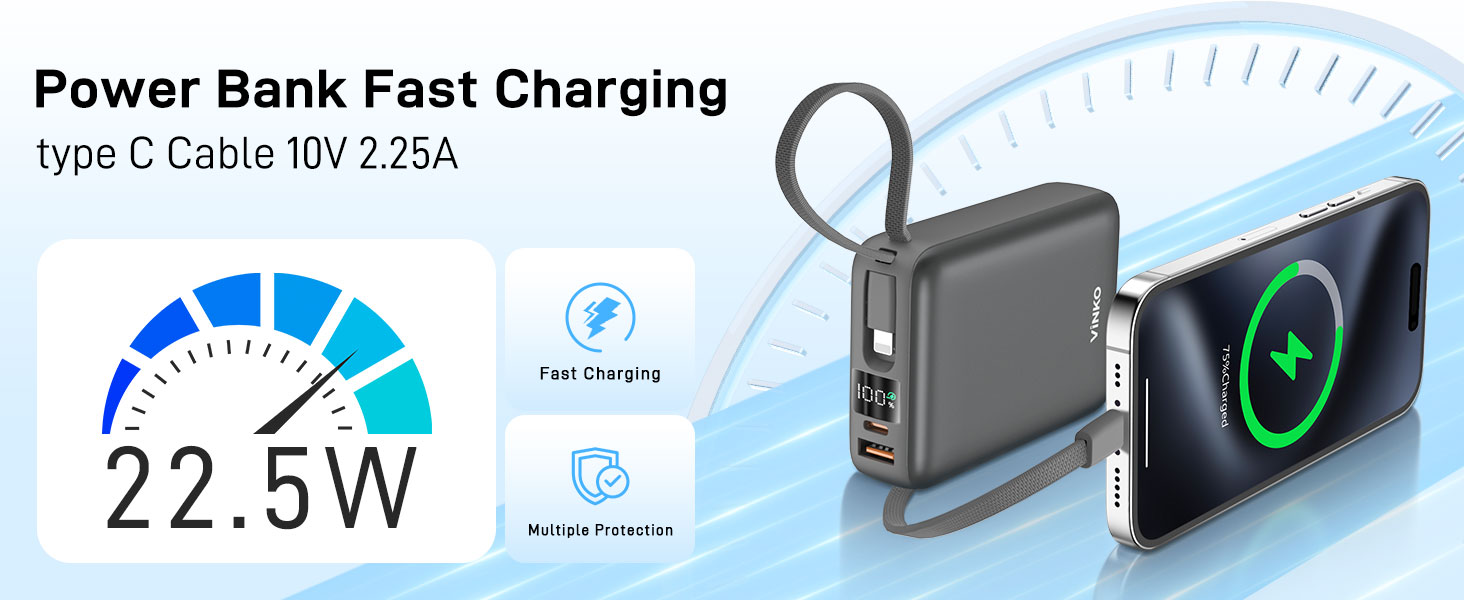 Power Bank Fast Chargingtype C Cable 10V 2.25A