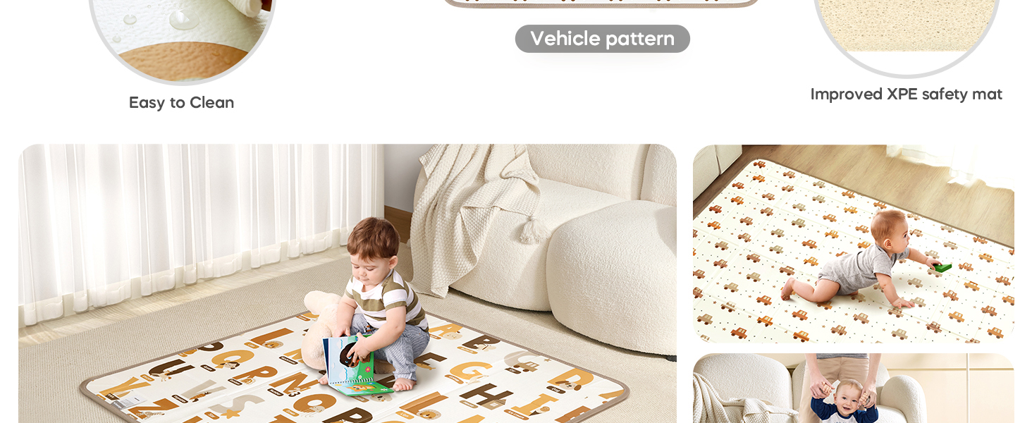 Baby Play Mat, 50" X 50" Foldable Foam Cushioned Play Mat