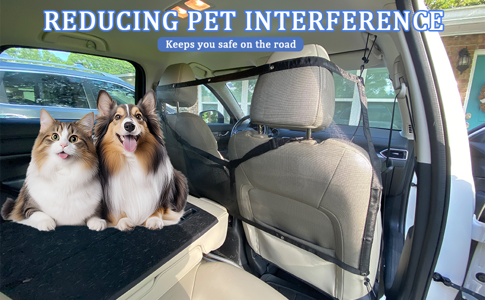 Adjustable Black Dog Protector for Car Trunk for Car, Dog Barrier Net with Rope and Hooks, Rear Seat Barrier, Interior Accessories 10 1 unidad