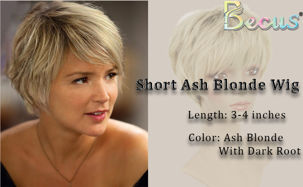 BECUS Short Blonde Wig for Women Layered Pixie Cut Wig