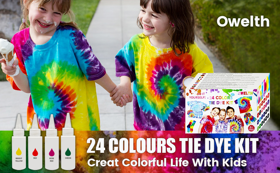 Owelth 24 Couleurs Tie Dye Kit, Teinture Textile Teinture Vetement