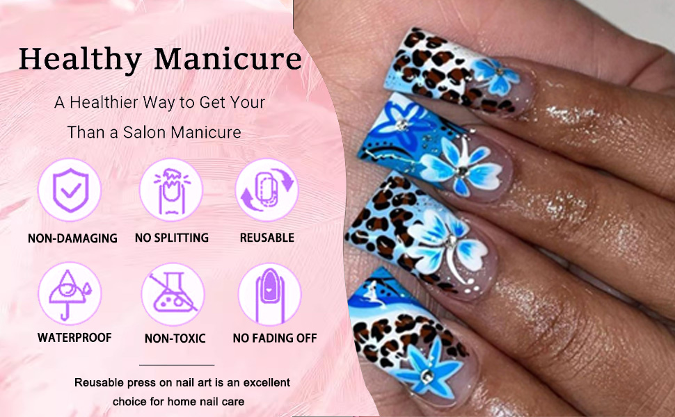 Press on Nails Duck Shaped Glossy Full Cover Medium Acrylic