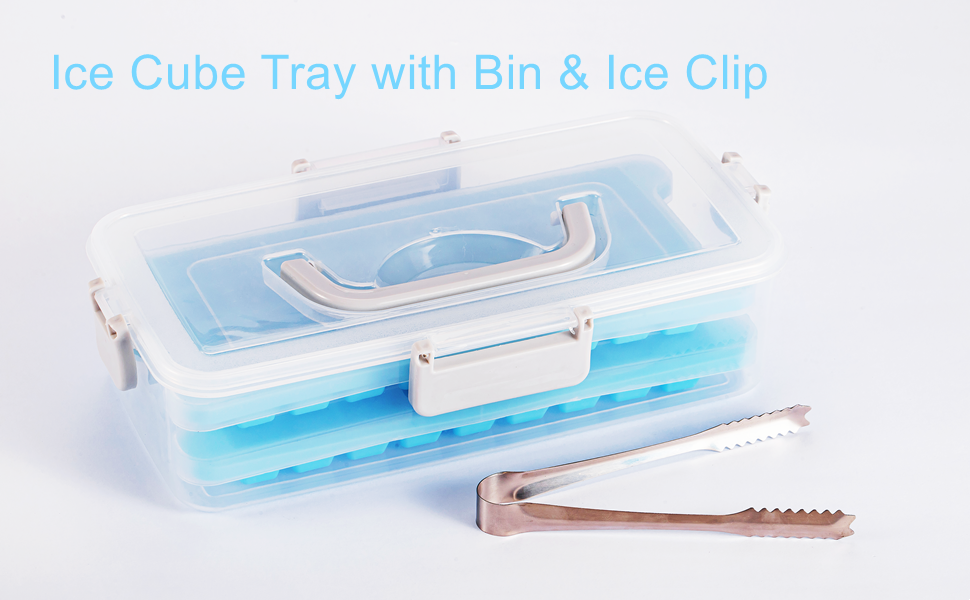 [72 Grids]Ice cube bin for freezer, KLVdopiw ice cube tray