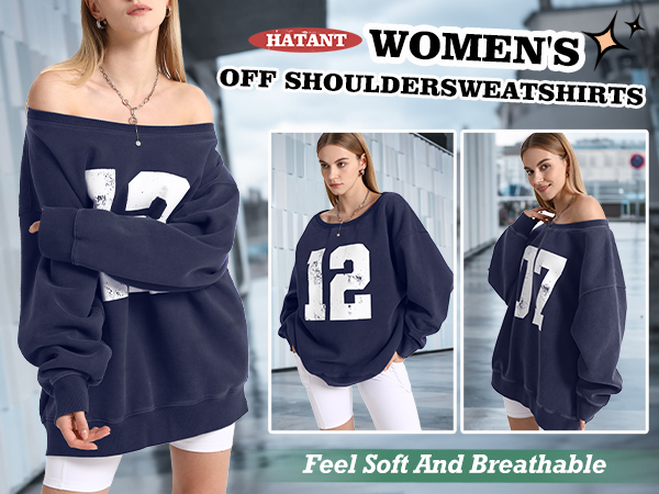 Hatant Off the Shoulder Sweatshirts Womens Oversized
