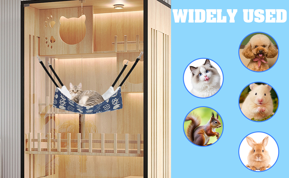 BLMHTWO 2PCS Cat Hammock Bed, Reversible Pet Cage Cat Hanging Bed Soft Plush Hanging Hammock for Kitten, Ferret, Rabbit, Chinchilla, Guinea Pig (Gray, Blue) 11 pet hammock