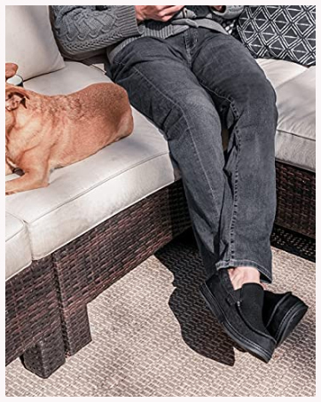 LongBay Men's Moccasin Slippers Memory Foam Plush Fleece House Shoes in Indoor Outdoor 12 9048