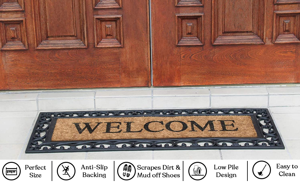 A1HC Natural Coir and Rubber Large Door Mat, Thick Durable Doormats for Indoor
