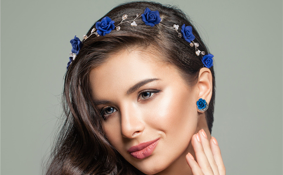 Bridal Crystal Navy Blue Headband