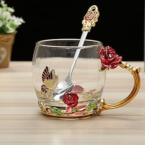 Glass Flower Tea Cup