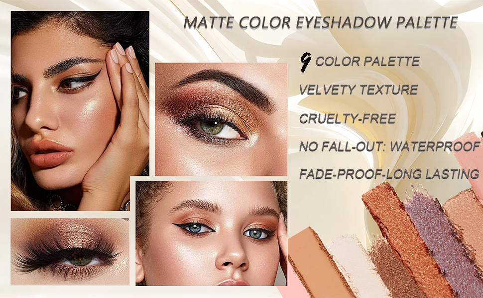 باليت ظلال عيون غير لامعة من 9 ألوان للمبتدئين بالته ايشادو نود سموكي طبيعي جليتر لامع ومطفي مكياج مقاوم للماء ويدوم طويلًا اكسيفور محايد/بيج 8 باليت ظلال عيون غير لامعة من 9 ألوان
