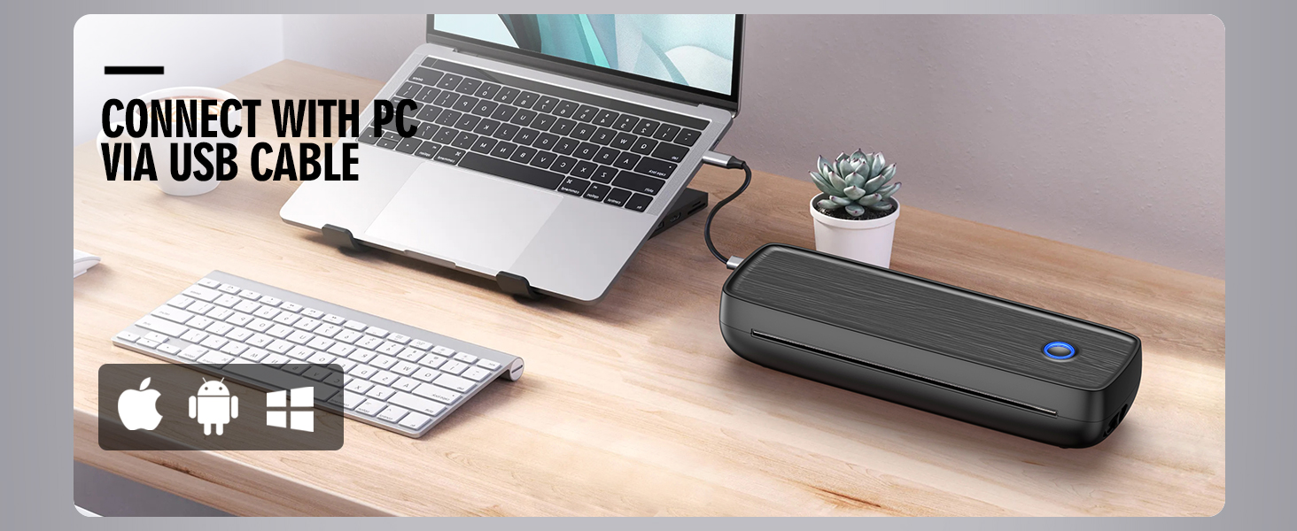 Compact wireless printer with mobile device compatibility, ideal for printing documents or photos from your smartphone or tablet while traveling