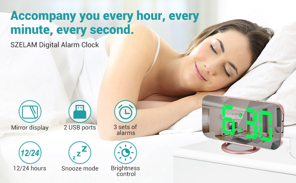 SZELAM Digital Alarm Clock,6.5 Inch Large Display LED