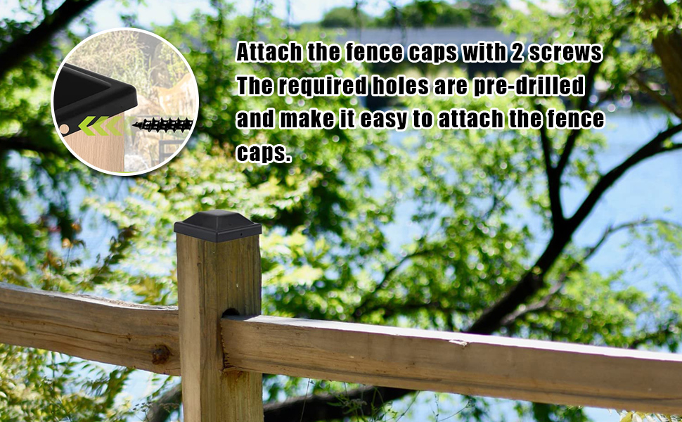 16 Pack 4X4 (3 5/8") Black Fence Post Caps, Flat Pyramid Post Cap with