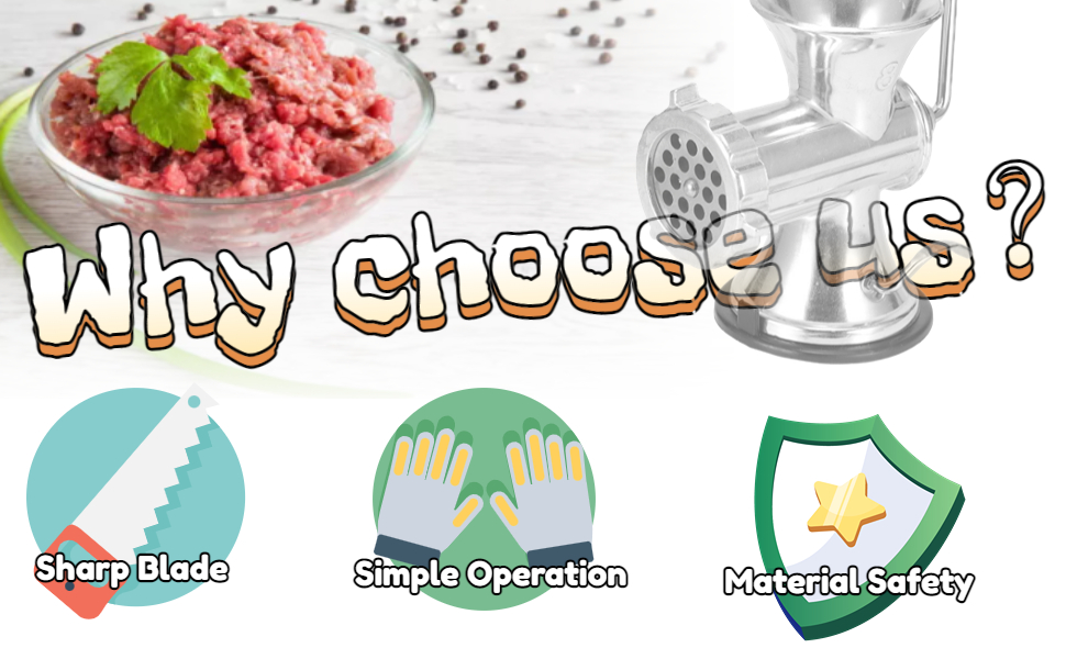 Manual Meat Grinder, Stainless Steel Hand Cranked Meat