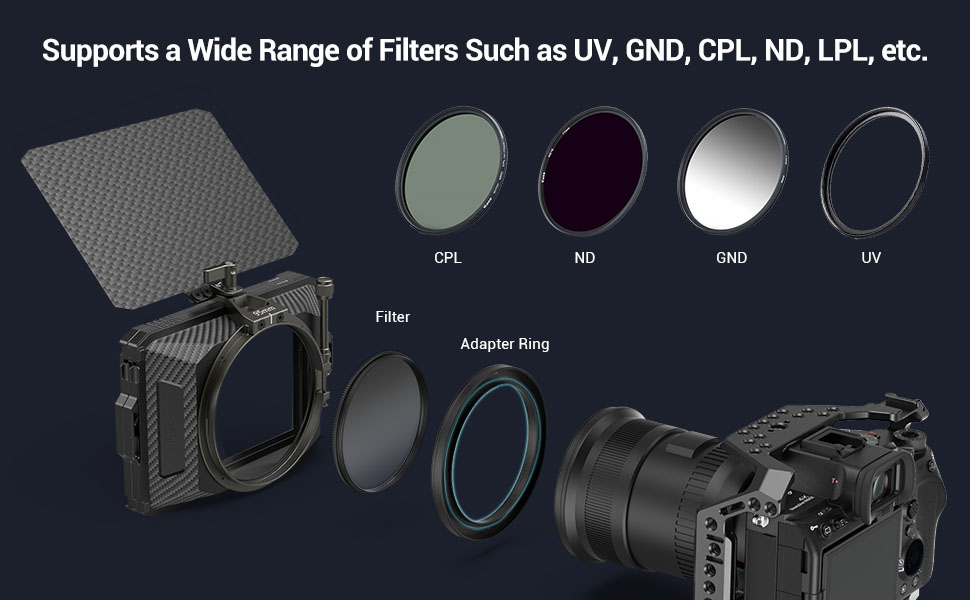 SMALLRIG Mini Matte Box Lite avec Plateau de Filtre à Drapeau Supérieur