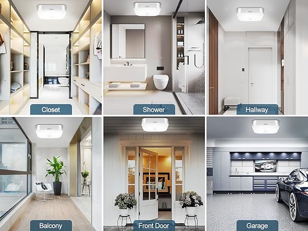 Rechargeable Motion Sensor Ceiling Light Without Wiring, Battery Operated Light for Closet